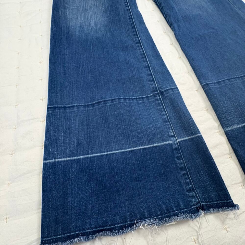 American Eagle Flare Jeans Women's 4 Long Raw Edge Boho Indie Groovy - Picture 4 of 12
